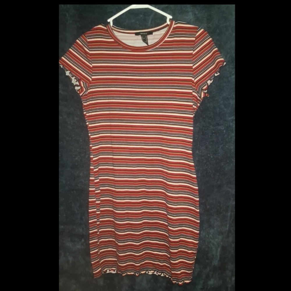 Striped rippled sleeve dress